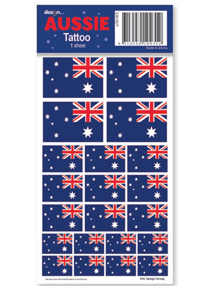 Image of Australian Flags temporary Tattoo Sheet