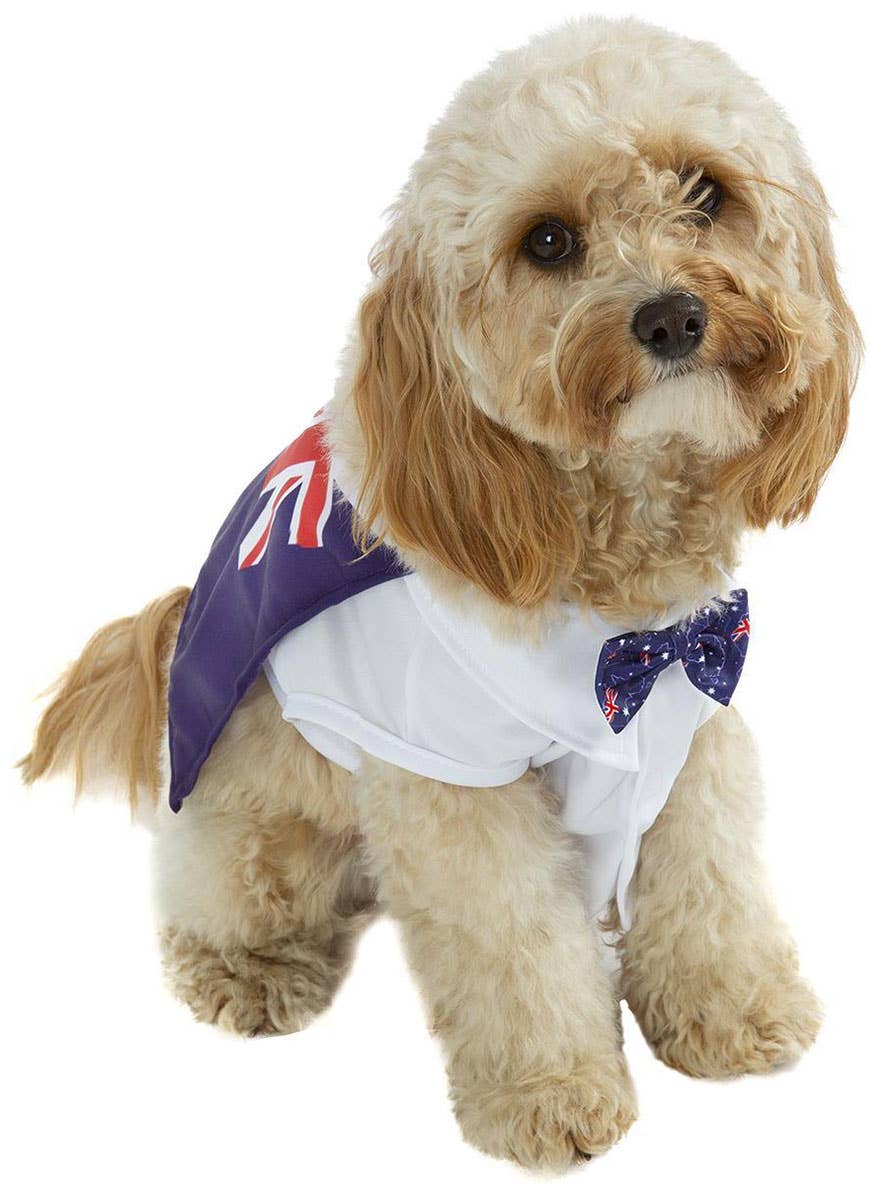 Image of Australian Flag Dogs Costume Cape With Bow Tie - Alternative