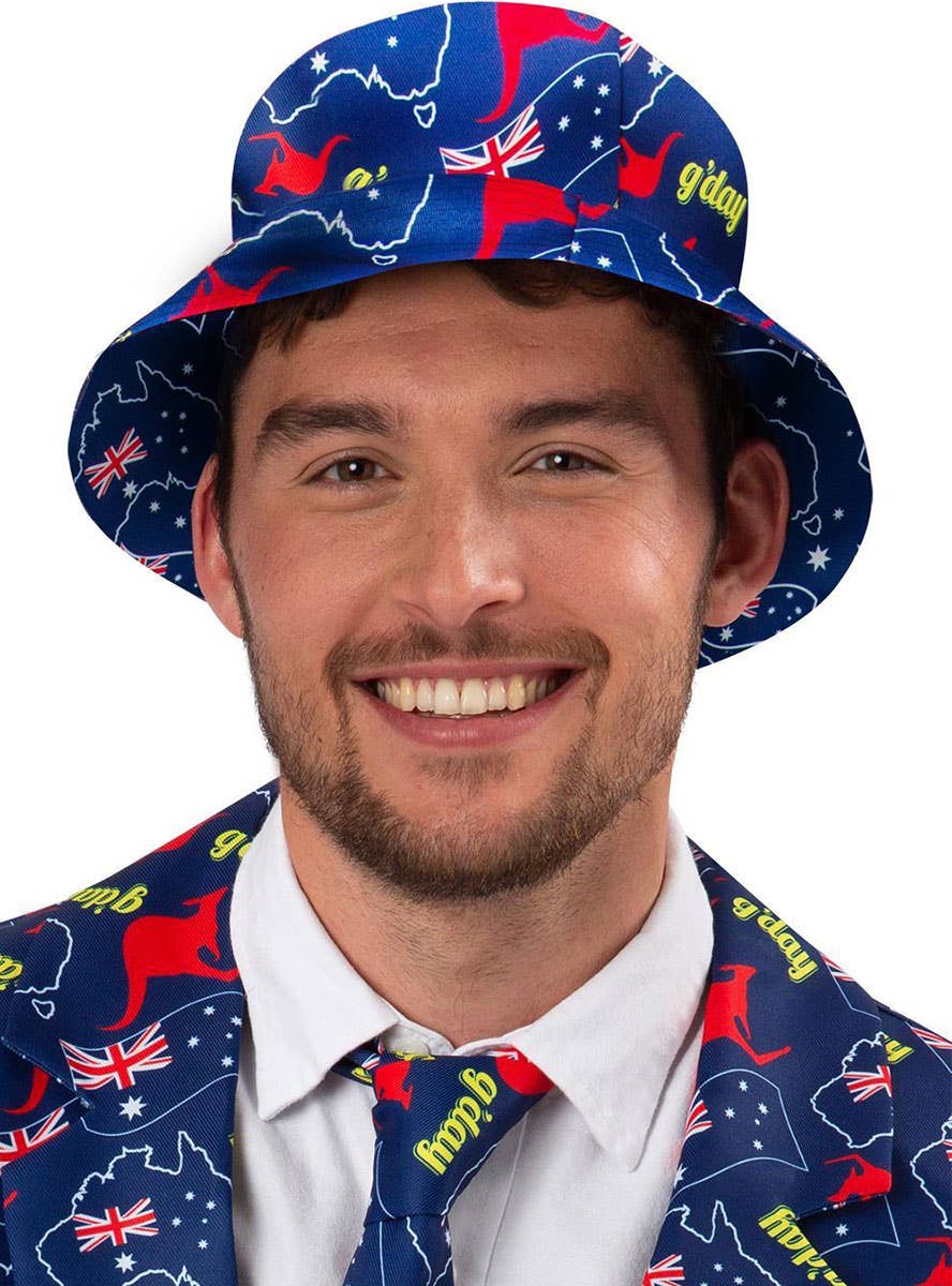 Image of Australian Flag Print Adults Reversible Bucket Hat - Alternate Image