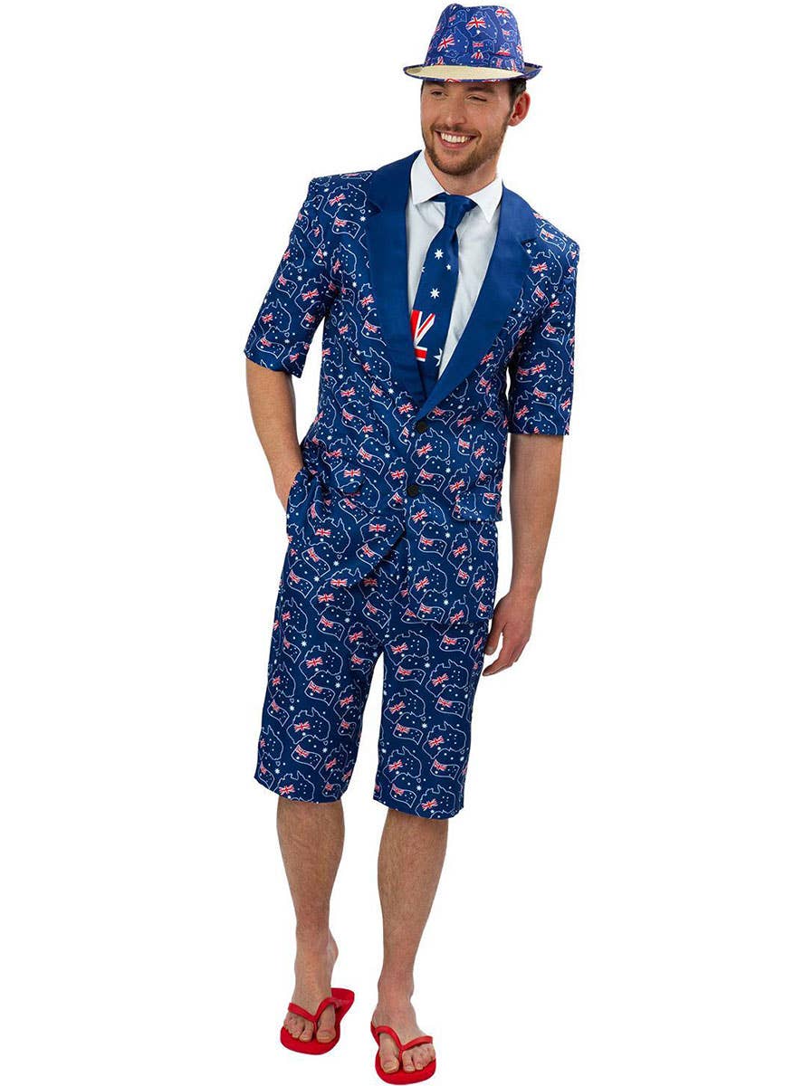 Image of Australian Flag Plus Size Mens Short Sleeve Stand Out Costume Suit