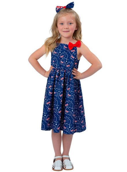 Image of Australia Day Girls Aussie Flag Printed Costume Dress 