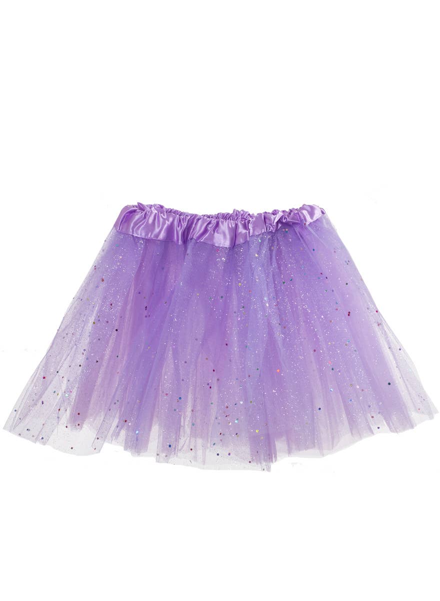 Soft Purple Mesh Girls Tutu with Rainbow Glitter