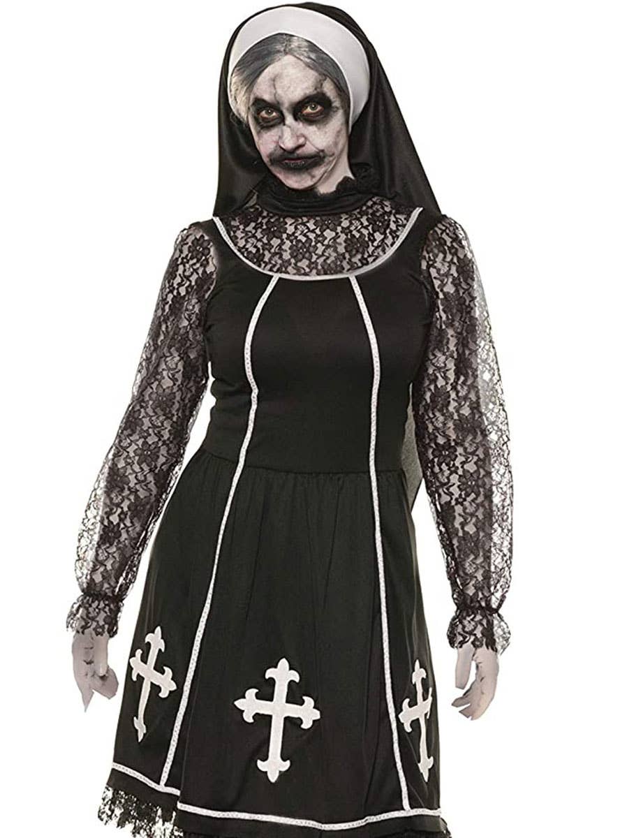 Image of Bad Habit Evil Nun Womens Halloween Costume - Close Image