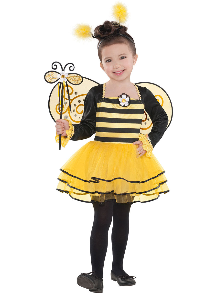 Image of Cute Ballerina Yellow And Black Bee Toddler Girls Costume