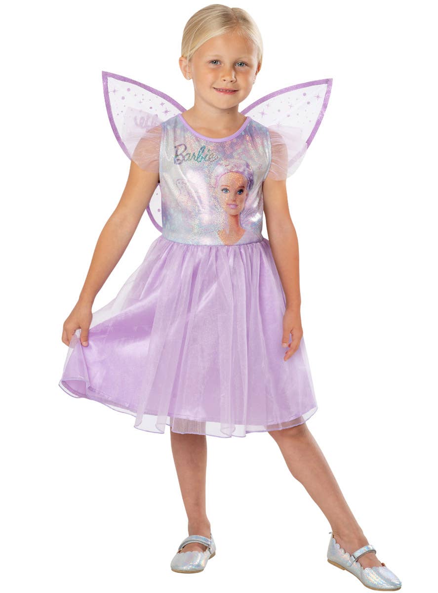 Image of Barbie Licensed Purple Fairy Girl's Dress Up Costume