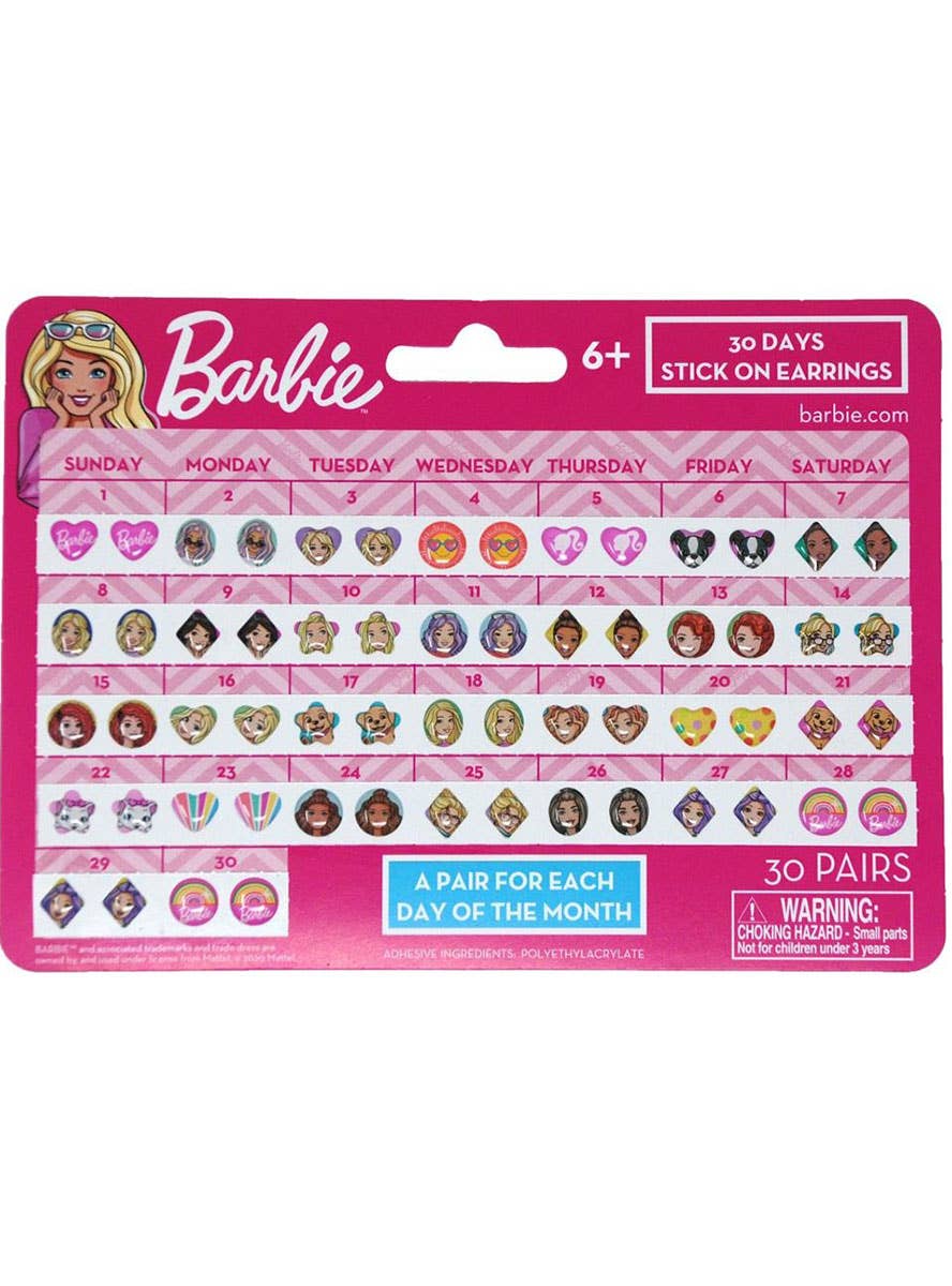 Image of Barbie 30 Pack Stick On Earrings