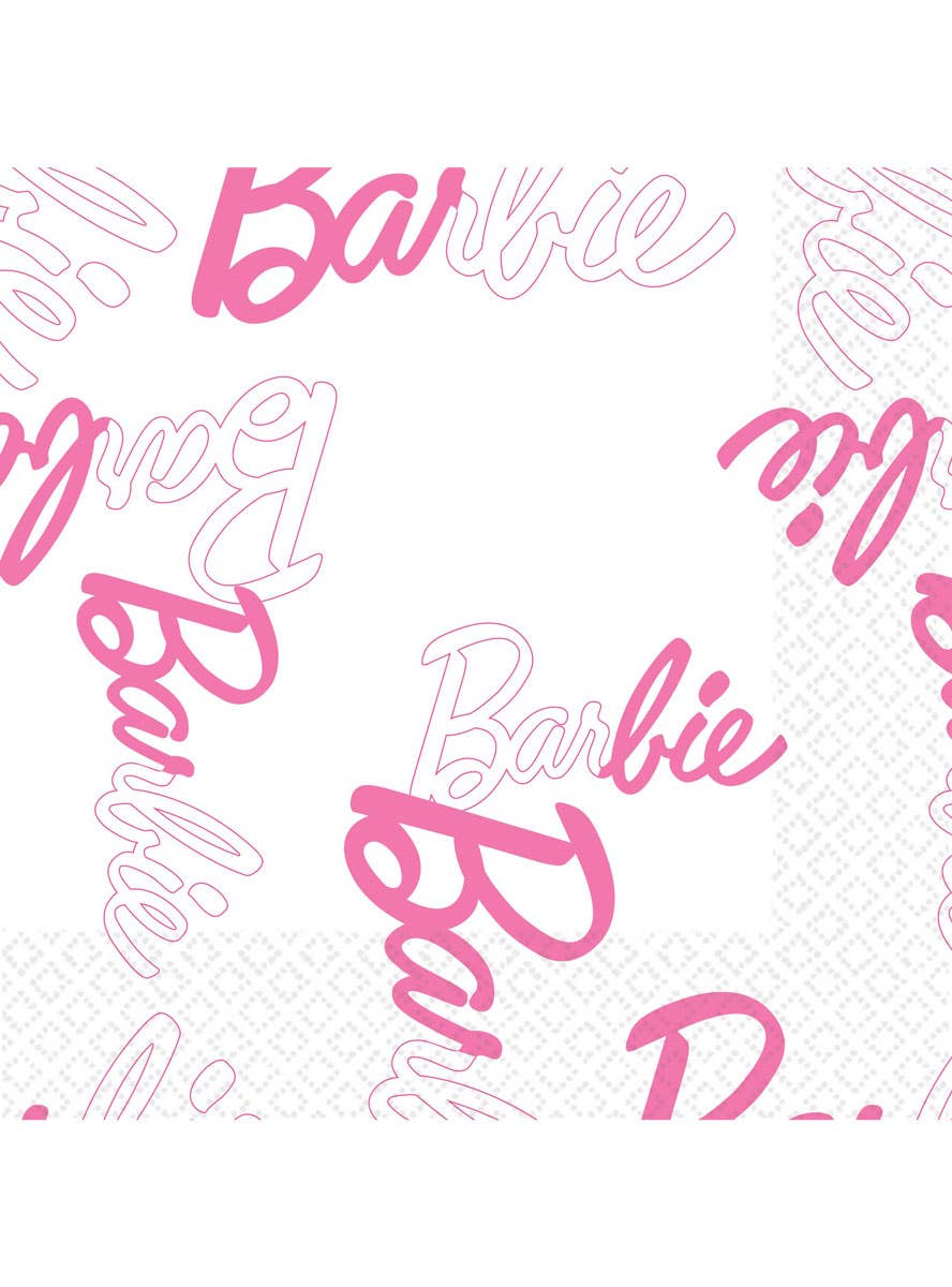 Image of Barbie Logo Pink and White 16 Pack Paper Lunch Napkins