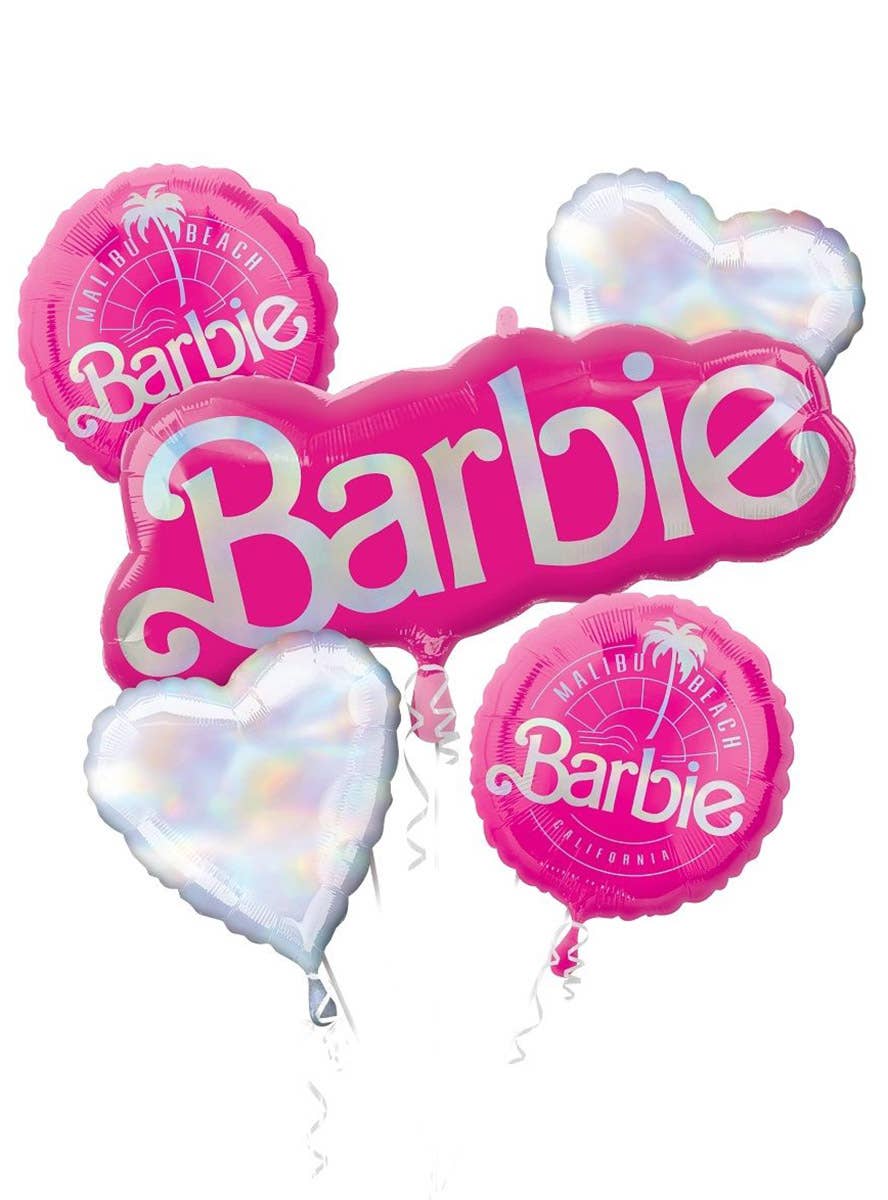 Image of Barbie 5 Piece Pink Foil Balloon Bouquet Kit