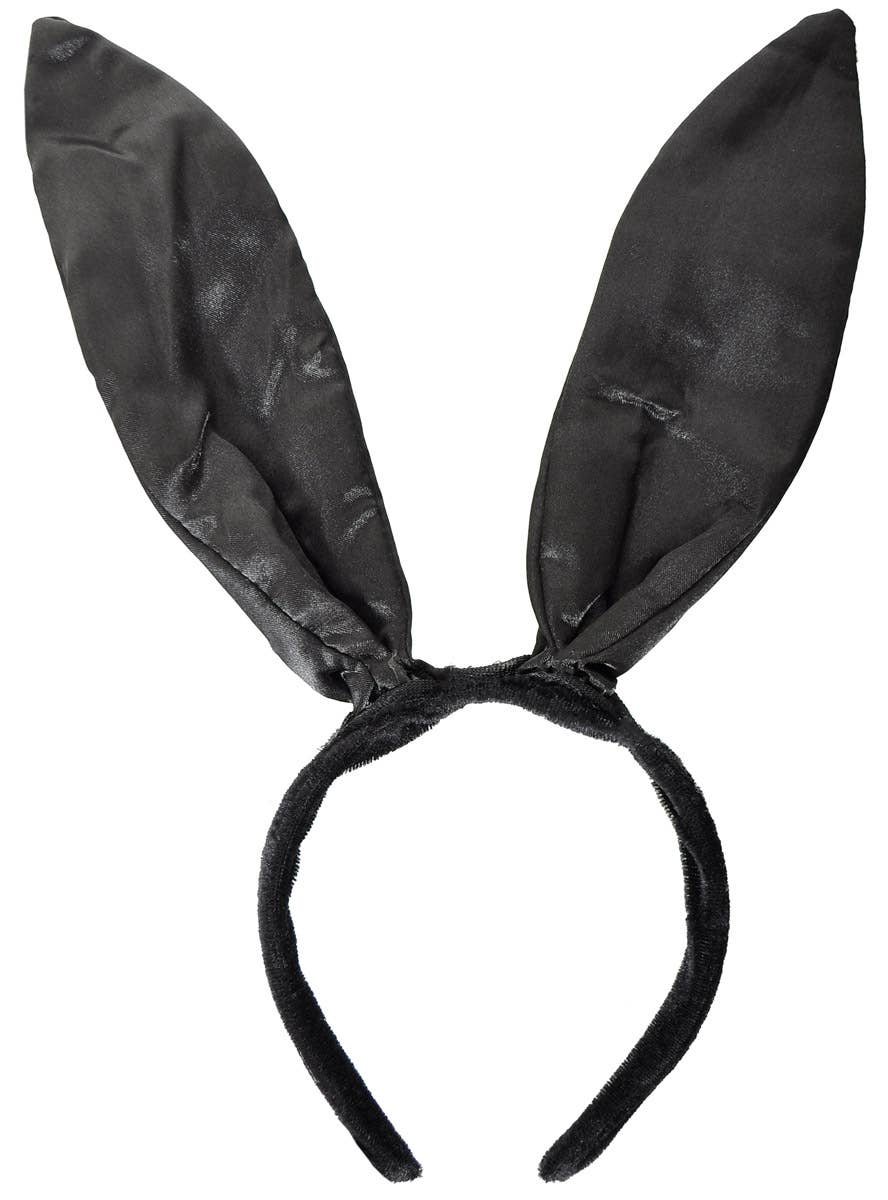 Image of Basic Black Satin Bunny Ears on Headband