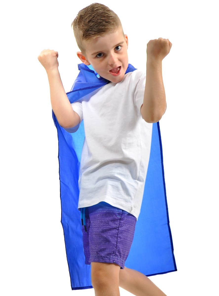 Image of Playful Blue Kids Sports Day Costume Cape - Alternate Image