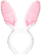 Image of Classic Furry White and Pink Bunny Ears on Headband