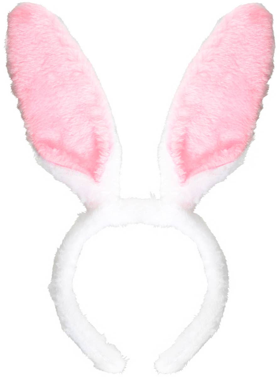 Image of Classic Furry White and Pink Bunny Ears on Headband