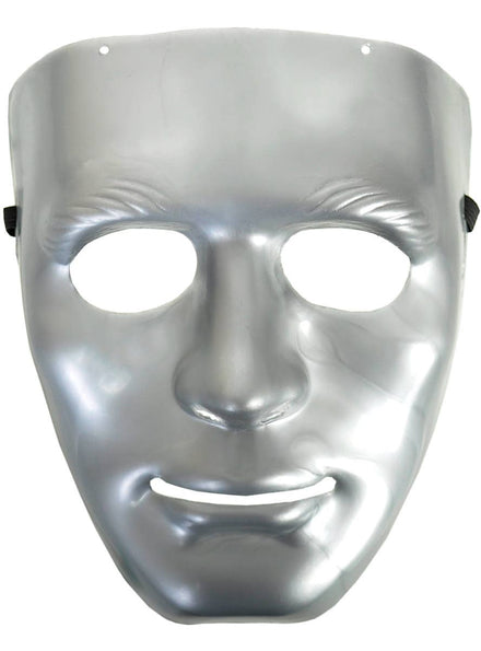 Image of Basic Silver Plastic Male Face Costume Mask