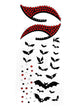 Red And Black Bats Halloween Temporary Tattoos And Face Jewels Set - Main Image