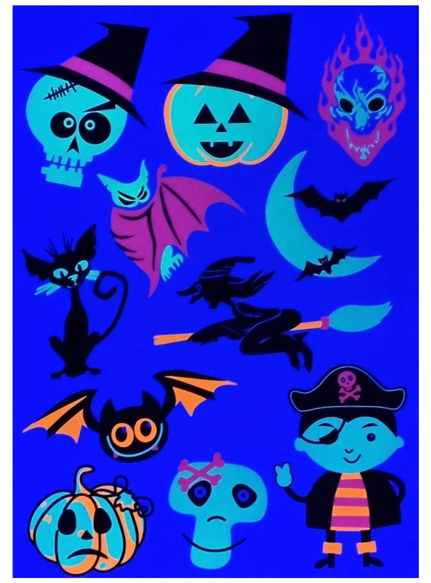 Image of Bewitching UV and Glow Child Friendly Halloween Stickers Set - Black Light Image