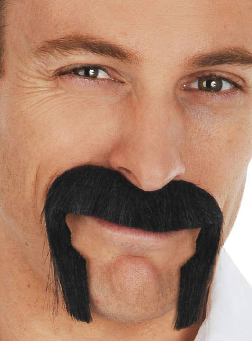 Novelty Stick On Big Black Handlebar Costume Moustache - Main Image 