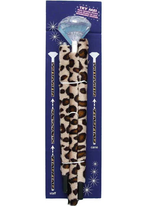 Deluxe Diamond Top Velvet Leopard Print Pimp Stick Costume Accessory - Main View