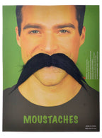 Image of Large Stick-on Black Handlebar Costume Moustache - Main Image