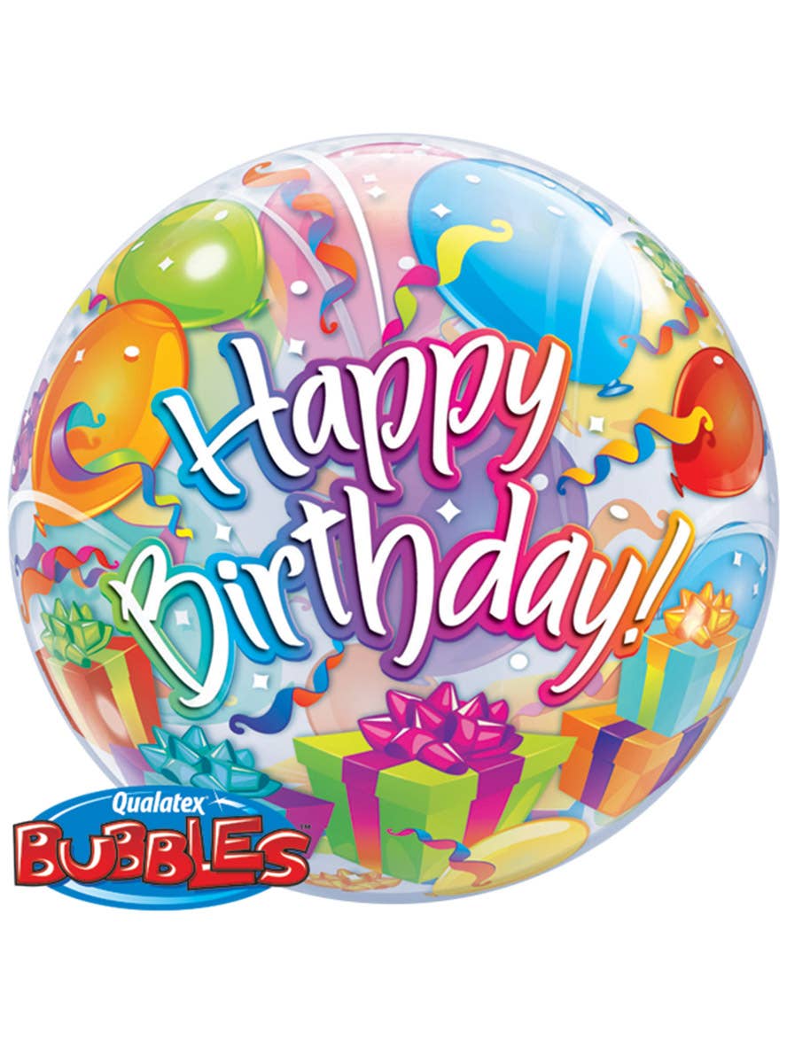 Image of Birthday Surprise Rainbow 55cm Clear Bubble Balloon