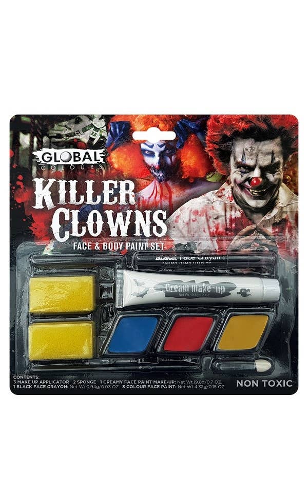 Global Colours Killer Clown Face and Body Special Effects Makeup Set