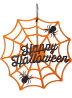 Image of Happy Halloween Orange Glitter Web Hanging Decoration