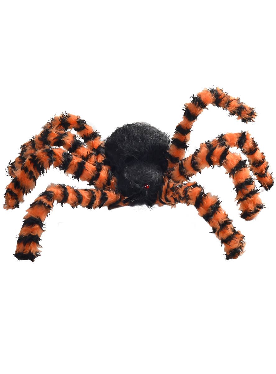 Image of Plush Orange and Black Light Up Spider Halloween Decoration