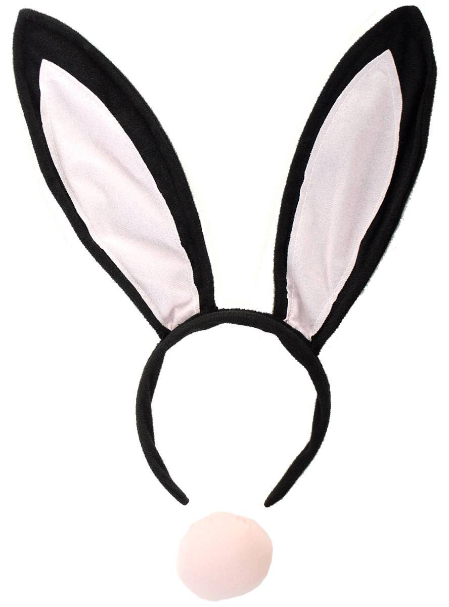 Image of Soft Black and Pink Bunny Ears and Tail Set - Alternate Image