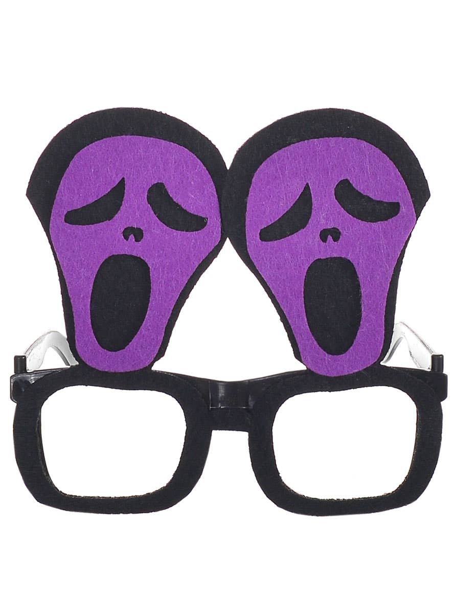 Image of Screaming Purple Felt Ghostface Halloween Costume Glasses
