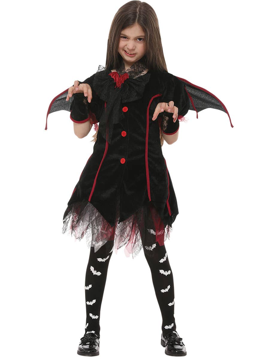 Girls Gothic Black Bad Fairy Halloween Costume - Main Image