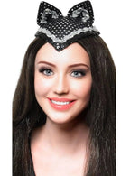 Image of Feisty Feline Black and Silver V-front Cat Ears Accessory