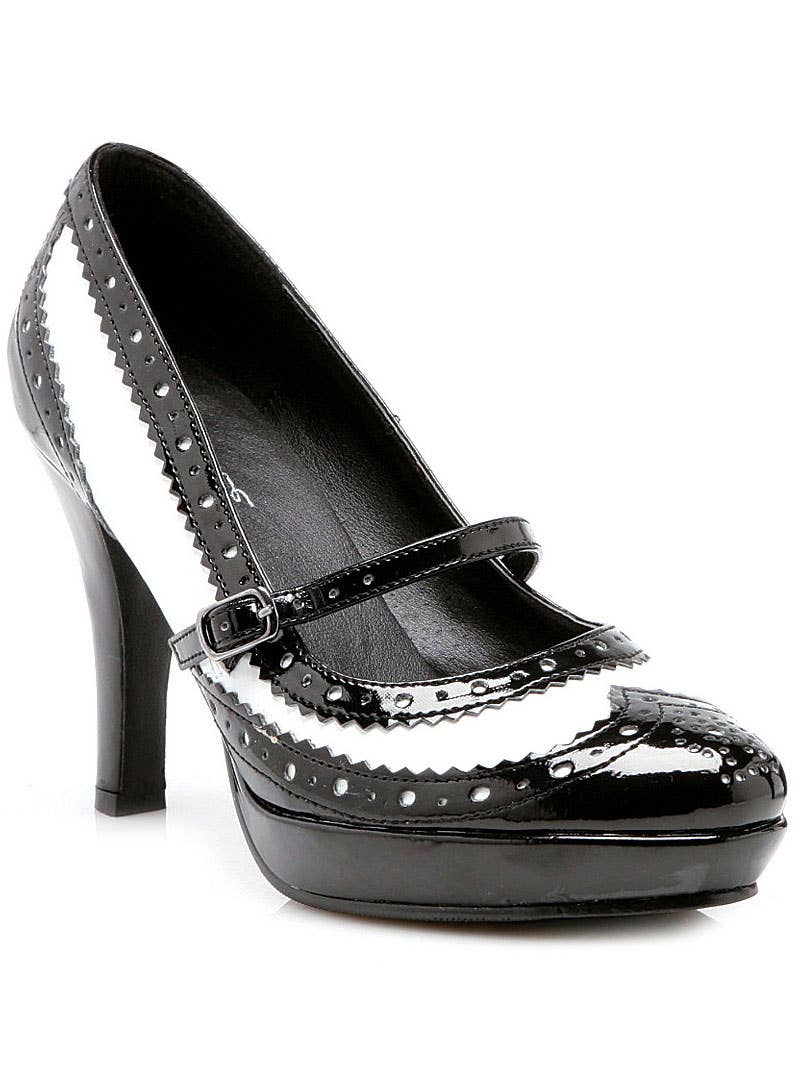 Image of Ritzy Black and White 20s Flapper High Heel Costume Shoes - Main Image