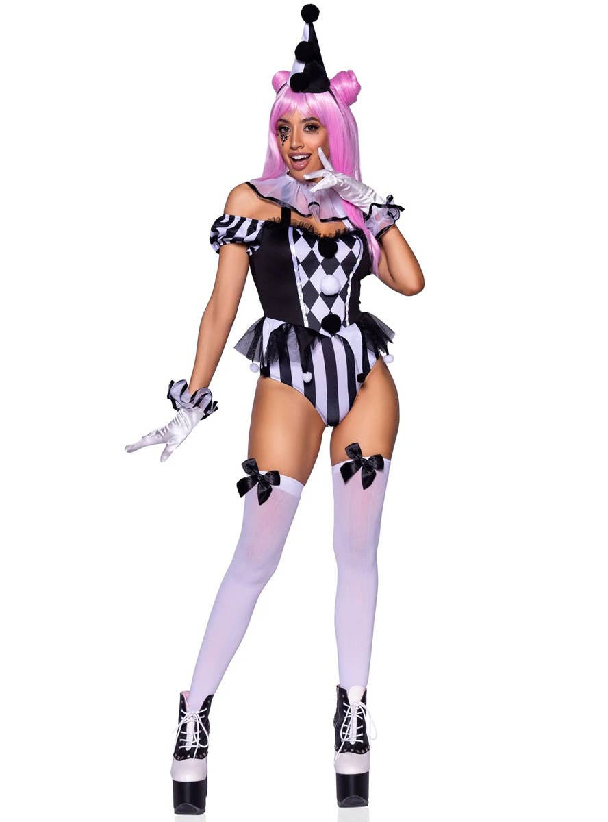 Image of Captivating Circus Clown Women's Sexy Costume - Front View