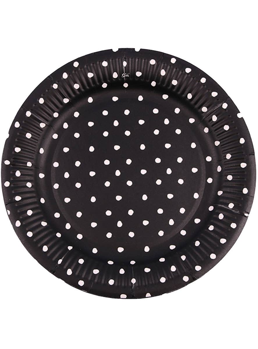 Image of Black and White Polka Dot 12 Pack 23cm Paper Plates