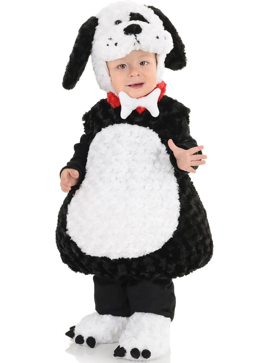 Image of Fluffy Black and White Infant Puppy Dog Costume