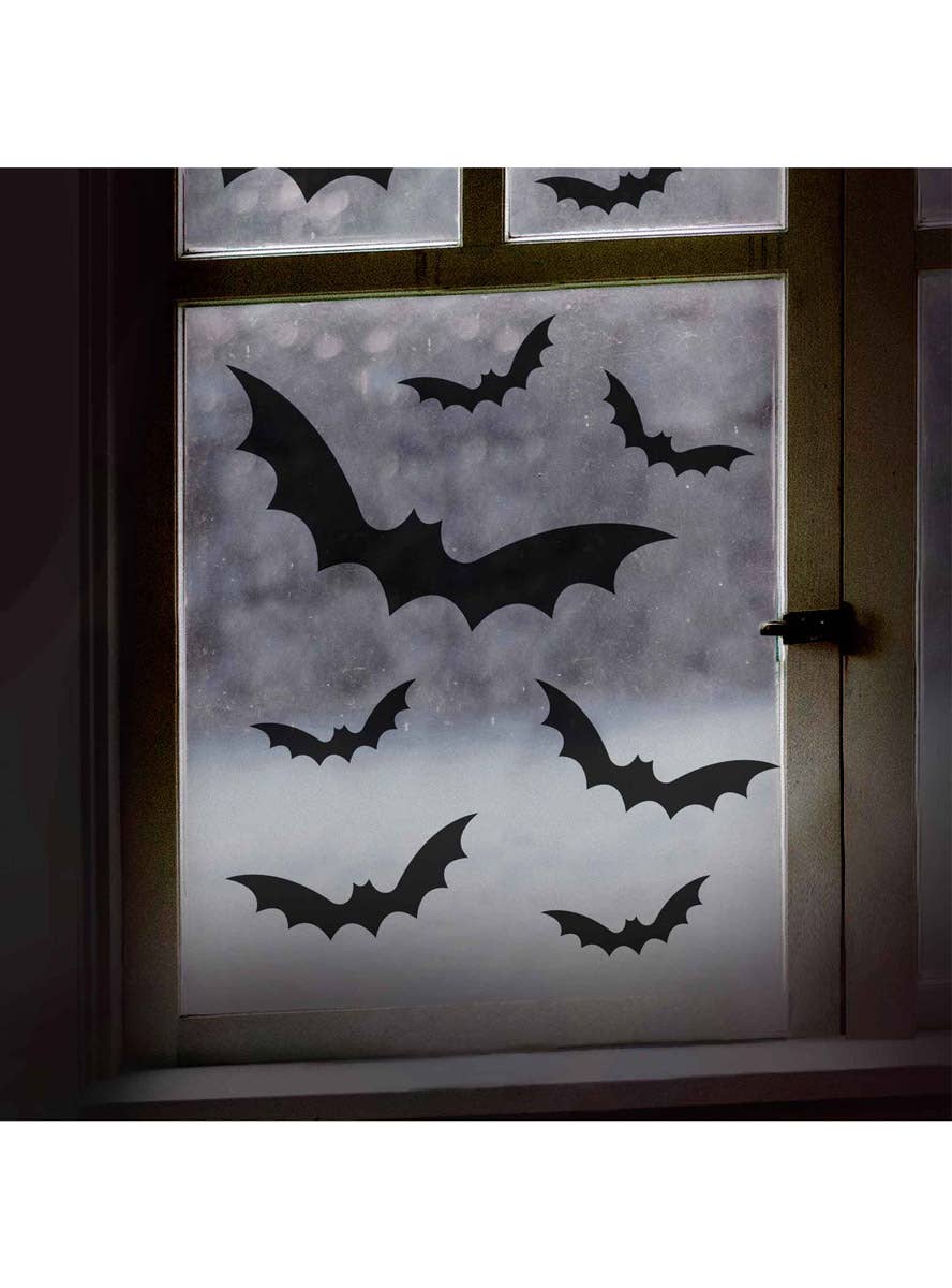 Image of Fright Night Black Bats Window Stickers Halloween Decoration - Alternate Image