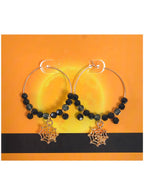 Image of Spiderweb Hoop Halloween Costume Earrings with Black Beads