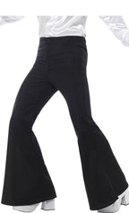 Men's Black Flared 1970s Disco Fever Costume Pants - Main Image