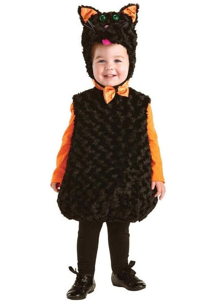 Image of Plush Belly Black Cat Kid's Halloween Costume