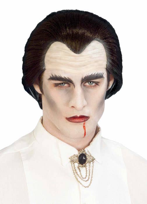 Men's Black Slicked Back V Front Vampire Halloween Costume Headpiece Main Image