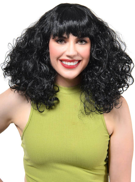 Disco Star Women's Curly Black 70's Costume Wig - Main View