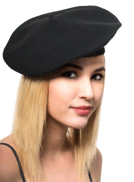 Black French Beret Costume Hat Main Image