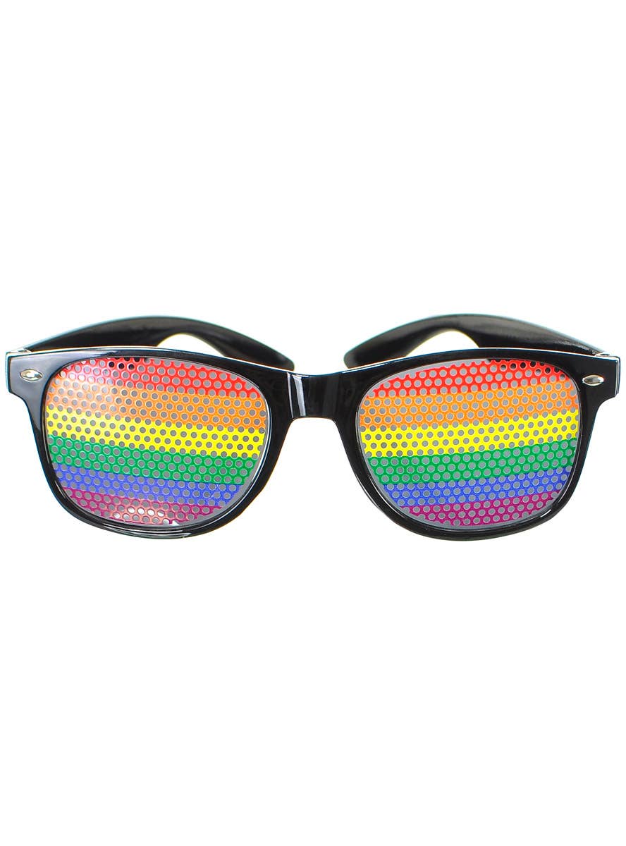 Image of Rainbow Mesh Black Framed Costume Glasses