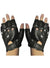 Black Fingerless Gloves Biker Leather Look Studded Costume Accessory