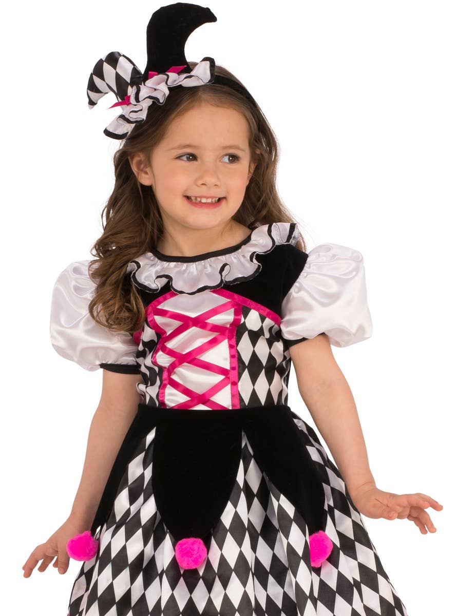 Close image of Jester Toddler Girls Harlequin Fancy Dress Costume