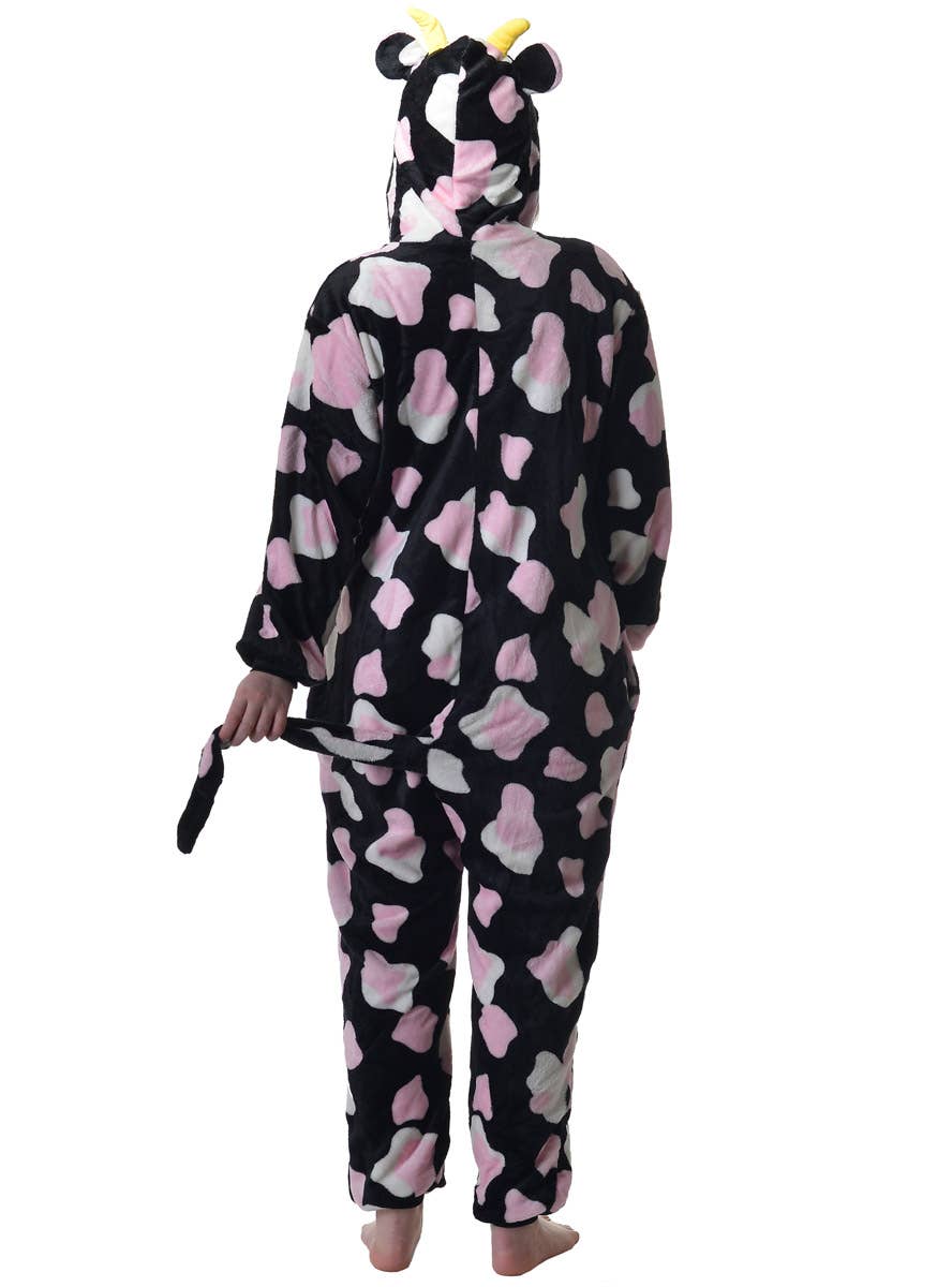 Image of Dappled Cow Adult's Onesie Costume - Back View