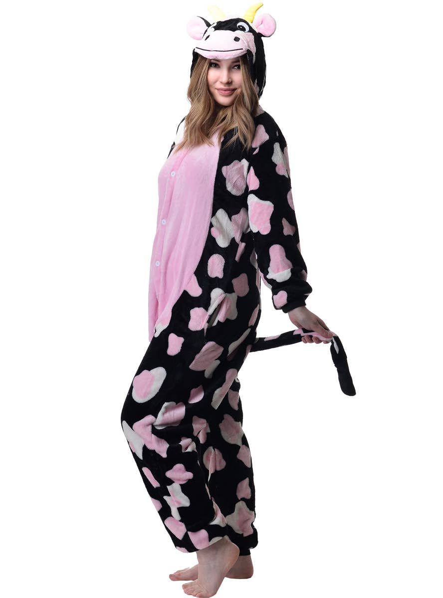 Image of Dappled Cow Adult's Onesie Costume - Side View