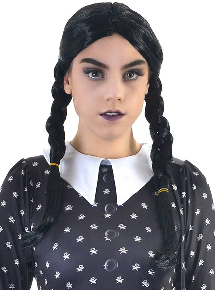 Image of Plaited Teen Girl's Wednesday Addams Halloween Costume Wig