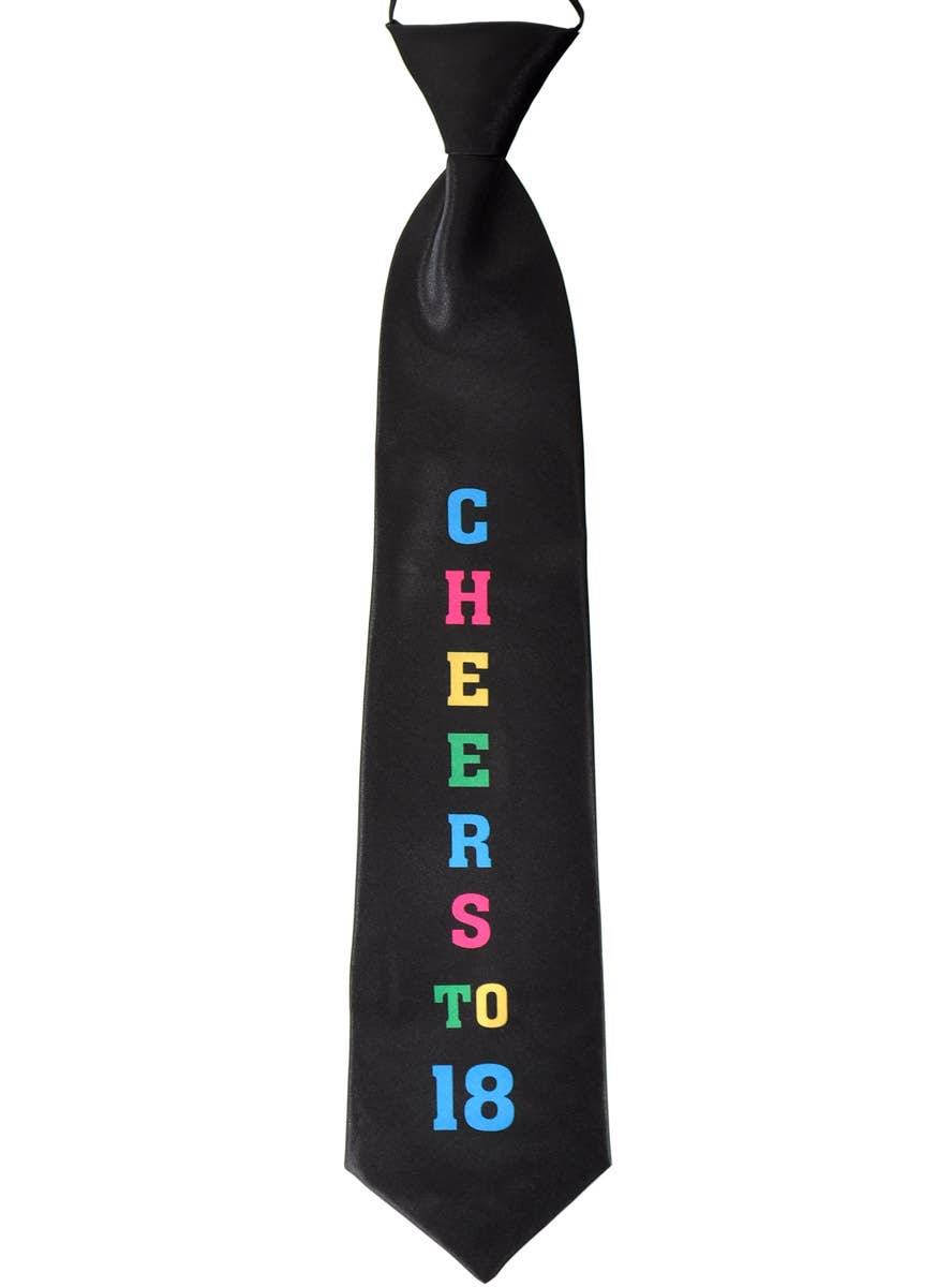 Image of Rainbow Cheers to 18 Black Satin Neck Tie