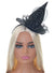 Image of Sparkly Black Mini Witch Hat on Headband Halloween Accessory