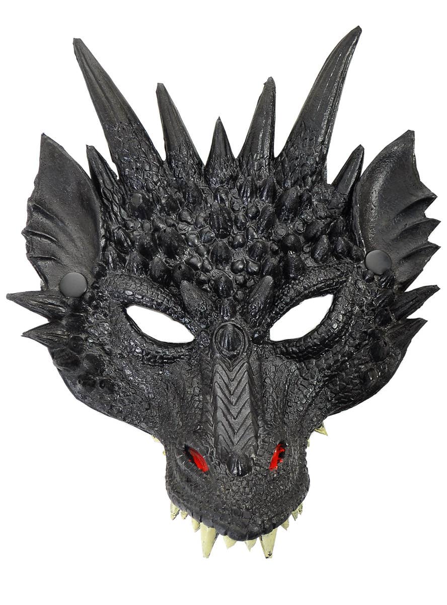 Image of Deluxe Black Dragon Wings Mask and Tail Kit - Close Mask Image